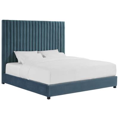 Beds Tov Furniture Arabelle-Bed Velvet Sea Blue Bedroom Furniture TOV-B91 806810353738 Beds Blue navy teal turquiose indig Upholstered King 