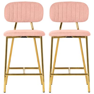 Bar Chairs and Stools Tov Furniture Ariana-Stool Fabric Metal Plywood Blush Dining Room Furniture TOV-D4334 793611831742 Stools Gold Pink Fuchsia blush Bar Counter Metal 
