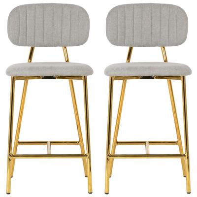 Bar Chairs and Stools Tov Furniture Ariana-Stool Fabric Metal Plywood Grey Dining Room Furniture TOV-D4335 793611831759 Stools Gold Gray Grey Bar Counter Metal 