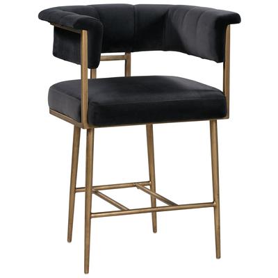 Bar Chairs and Stools Tov Furniture Astrid-Stool Pine Plywood Velvet Grey Dining Room Furniture TOV-D44025 806810358672 Stools Gray Grey Bar Counter Velvet arms 