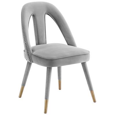 Chairs Tov Furniture Petra-Chair Velvet Grey Dining Room Furniture TOV-D6363 793611828384 Dining Chairs Gold Gray Grey Side Chairs side chair 