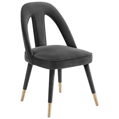 Chairs Tov Furniture Petra-Chair Velvet Dark Grey Dining Room Furniture TOV-D6365 793611828407 Dining Chairs Gold Gray Grey Side Chairs side chair 