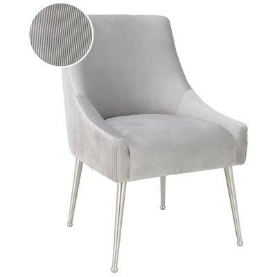 Chairs Tov Furniture Beatrix-Chair Velvet Light Grey Dining Room Furniture TOV-D6398 793611830097 Dining Chairs Gray GreySilver Accent Chairs AccentSide Chair 
