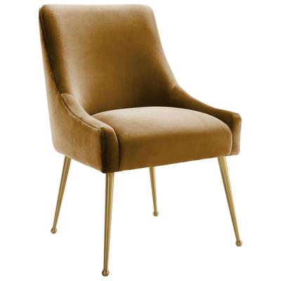 Chairs Tov Furniture Beatrix-Chair Velvet Wood Cognac Dining Room Furniture TOV-D68305 793580615077 Dining Chairs Gold Accent Chairs AccentSide Chair 