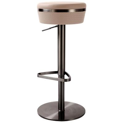 Chairs Tov Furniture Astro-Stool MDF Stainless Steel Vegan Leat Cafe Au Lait Dining Room Furniture TOV-D68620 793580625458 Stools Gray Grey Stools Stool 