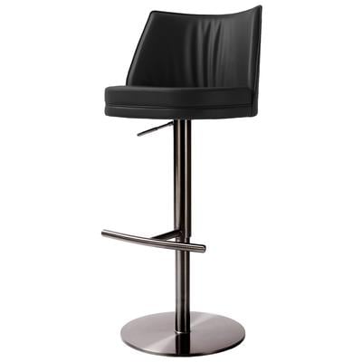 Chairs Tov Furniture Gala-Stool MDF Stainless Steel Vegan Leat Black Dining Room Furniture TOV-D68622 793580625472 Stools Black ebonyGray Grey Stools Stool 