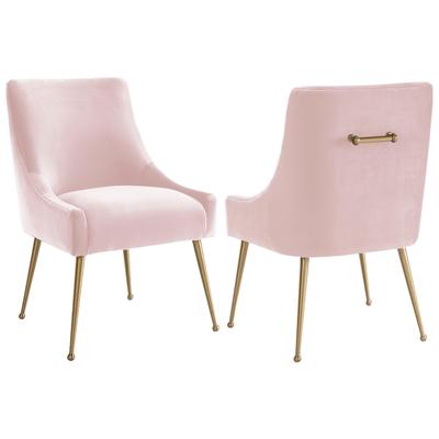 Chairs Tov Furniture Beatrix-Chair Velvet Wood Blush Dining Room Furniture TOV-D7222 806810356913 Dining Chairs Gold Pink Fuchsia blush Accent Chairs AccentSide Chair 