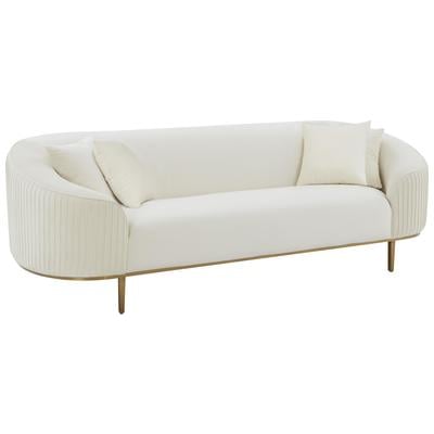 Sofas and Loveseat Tov Furniture Michelle-Sofa Stainless Steel Velvet Wood Cream Living Room Furniture TOV-IHL68659 793580626226 Sofas Loveseat Love seatSofa Velvet Contemporary Contemporary/Mode 
