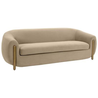 Sofas and Loveseat Tov Furniture Lina-Sofa Stainless Steel Velvet Wood Cafe Au Lait Living Room Furniture TOV-IHL68673 793580626431 Sofas Loveseat Love seatSofa Velvet Contemporary Contemporary/Mode 