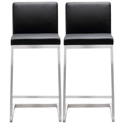Bar Chairs and Stools Tov Furniture Parma-Stool Stainless Steel Black Dining Room Furniture TOV-K3604 641676978141 Stools Black ebony Bar Counter Footrest 