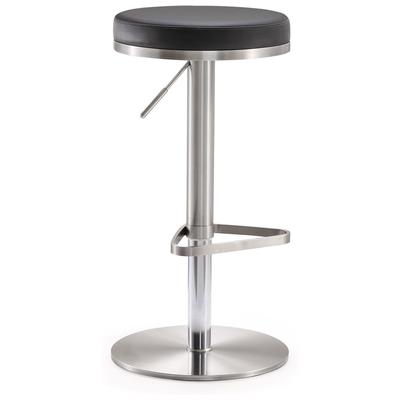 Bar Chairs and Stools Tov Furniture Fano-Stool Stainless Steel Black Dining Room Furniture TOV-K3613 641676978233 Stools Black ebony Bar Footrest 