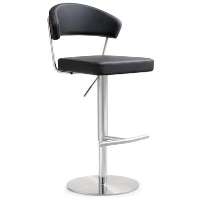 Bar Chairs and Stools Tov Furniture Cosmo-Stool Stainless Steel Black Dining Room Furniture TOV-K3627 641676979124 Stools Black ebony Bar Footrest 