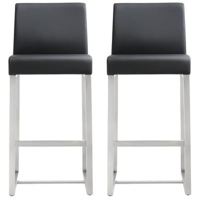 Bar Chairs and Stools Tov Furniture Denmark-Stool Stainless Steel Black Dining Room Furniture TOV-K3633 641676979186 Stools Black ebony Bar Counter Footrest 