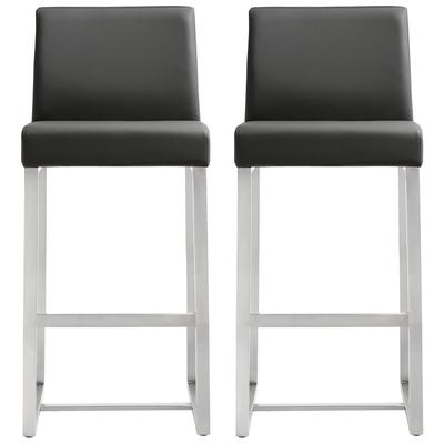Bar Chairs and Stools Tov Furniture Denmark-Stool Stainless Steel Grey Dining Room Furniture TOV-K3635 641676979209 Stools Gray Grey Bar Counter Footrest 