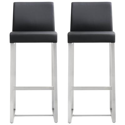 Bar Chairs and Stools Tov Furniture Denmark-Stool Stainless Steel Black Dining Room Furniture TOV-K3636 641676979216 Stools Black ebony Bar Footrest 