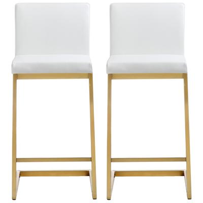 Bar Chairs and Stools Tov Furniture Parma-Stool Stainless Steel White Dining Room Furniture TOV-K3666 806810353950 Stools Gold White snow Bar Counter Footrest 