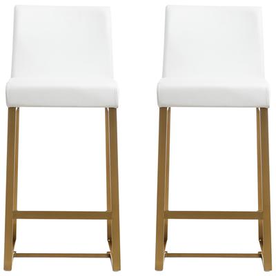 Bar Chairs and Stools Tov Furniture Denmark-Stool Stainless Steel White Dining Room Furniture TOV-K3672 806810354018 Stools Gold White snow Bar Counter Footrest 