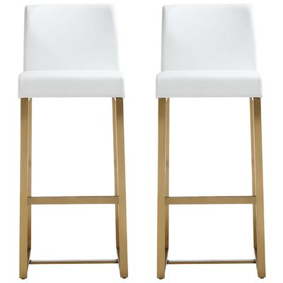 Bar Chairs and Stools Tov Furniture Denmark-Stool Stainless Steel White Dining Room Furniture TOV-K3674 806810354032 Stools Gold White snow Bar Counter Footrest 