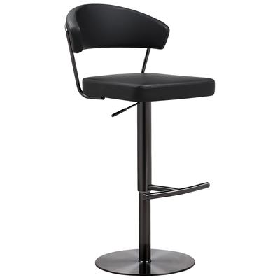 Bar Chairs and Stools Tov Furniture Cosmo-Stool Vegan Leather Black Dining Room Furniture TOV-K3681 793611830288 Stools Black ebony Bar Leather Footrest 