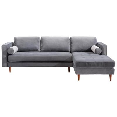 Sofas and Loveseat Tov Furniture Como-Sectional Velvet Wood Grey Living Room Furniture TOV-L4109-L4127 806810356555 Sectionals Loveseat Love seatSectional So Velvet Contemporary Contemporary/Mode 