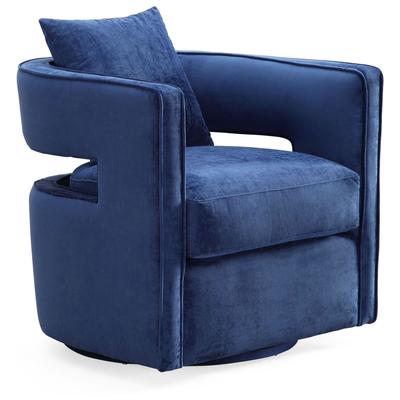 Chairs Tov Furniture Kennedy-Chair Velvet Navy Living Room Furniture TOV-L6124 806810354377 Accent Chairs Blue navy teal turquiose indig Accent Chairs Accent 