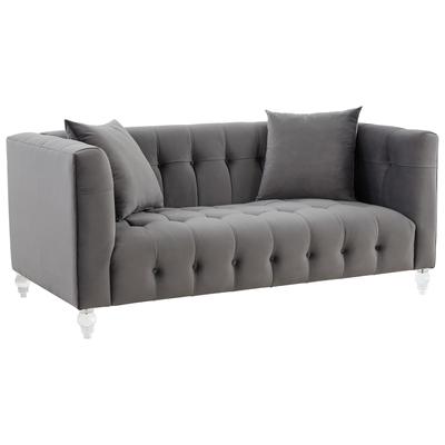 Sofas and Loveseat Tov Furniture Bea-Loveseat Velvet Wood Grey Living Room Furniture TOV-L68315 793580615558 Loveseats Loveseat Love seatSofa Velvet Contemporary Contemporary/Mode Tufted tufting 