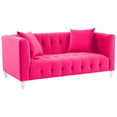 Sofas and Loveseat Tov Furniture Bea-Loveseat Velvet Wood Pink Living Room Furniture TOV-L68317 793580615572 Loveseats Loveseat Love seatSofa Velvet Contemporary Contemporary/Mode Tufted tufting 