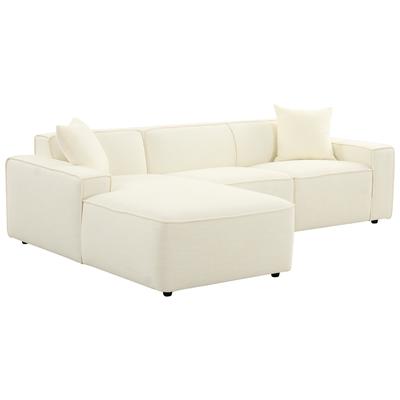 Sofas and Loveseat Tov Furniture Olafur-Sectional Linen Wood Cream Living Room Furniture TOV-L68454-L68458 793580620415 Sectionals Loveseat Love seatSectional So Linen Velvet Contemporary Contemporary/Mode 