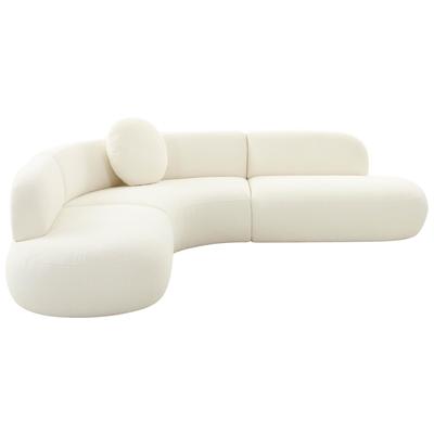 Sofas and Loveseat Tov Furniture Broohah-Sectional Boucle Wood Cream Living Room Furniture TOV-L68655-SEC 793580626189 Sectionals Loveseat Love seatSectional So Contemporary Contemporary/Mode 