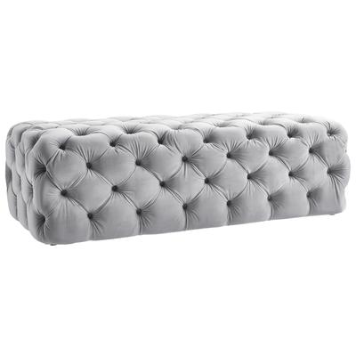Tov Furniture Ottomans and Benches, Gray,Grey, Grey, Velvet, Living Room Furniture, Ottomans, 641676979353, TOV-O65
