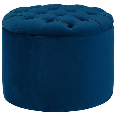 Ottomans and Benches Tov Furniture Queen-Ottoman Velvet Navy Living Room Furniture TOV-OC141 806810354544 Ottomans Blue navy teal turquiose indig 