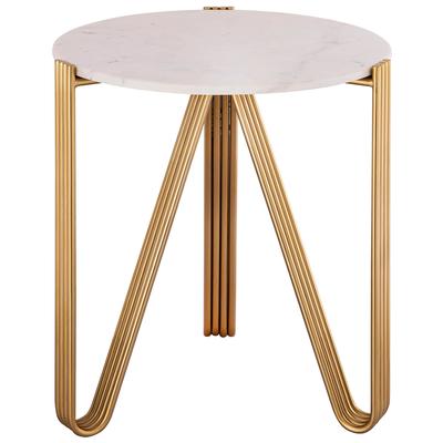 Accent Tables Tov Furniture Aya-Table Iron Marble Gold White Living Room Furniture TOV-OC18317 793611831162 Side Tables Metal Tables metal aluminum ir 