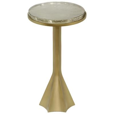 Accent Tables Tov Furniture Gabrielle-Table Aluminum Glass Antique Brass Living Room Furniture TOV-OC18480 793580624840 Side Tables Glass Tables glassMetal Tables 