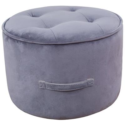 Tov Furniture Ottomans and Benches, Gray,Grey, Grey, Velvet, Living Room Furniture, Ottomans, 806810355992, TOV-OC3809
