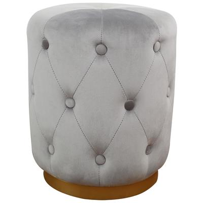 Tov Furniture Ottomans and Benches, gold, ,Gray,Grey, Grey, Velvet, Living Room Furniture, Ottomans, 806810356005, TOV-OC3810