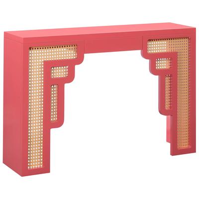 Tov Furniture Accent Tables, Accent Tables,accentConsole, Pink, MDF,Rattan, Living Room Furniture, Console Tables, 793580622532, TOV-OC54206