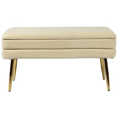 Tov Furniture Ottomans and Benches, cream, ,beige, ,ivory, ,sand, ,nude, gold, Cream, Velvet, Living Room Furniture, Benches, 793611831681, TOV-OC6467