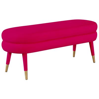 Ottomans and Benches Tov Furniture Betty-Bench Velvet Pink Living Room Furniture TOV-OC68123 793611832558 Benches Pink Fuchsia blush 