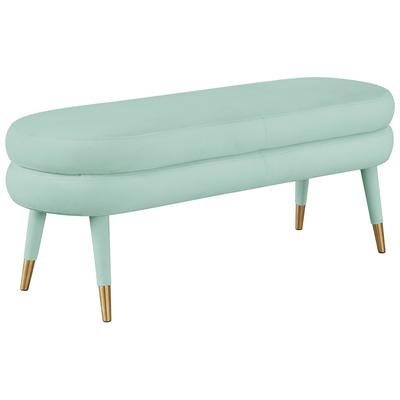 Ottomans and Benches Tov Furniture Betty-Bench Velvet Sea Foam Green Living Room Furniture TOV-OC68124 793611832565 Benches Blue navy teal turquiose indig 