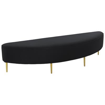 Tov Furniture Ottomans and Benches, black, ,ebony, gold, Black, Velvet,Wood, Bedroom Furniture, Benches, 793580617156, TOV-OC68353