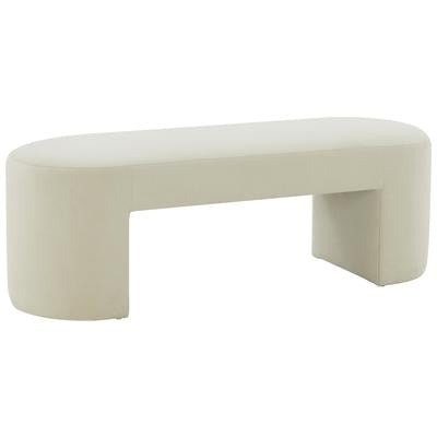 Tov Furniture Ottomans and Benches, cream, ,beige, ,ivory, ,sand, ,nude, Cream, Velvet,Wood, Living Room Furniture, Benches, 793580625724, TOV-OC68640