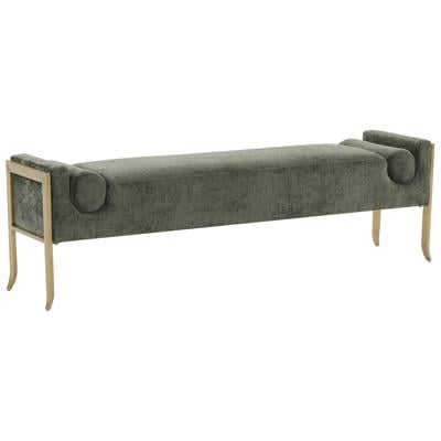 Ottomans and Benches Tov Furniture Ines-Bench Stainless Steel Velvet Wood Green Living Room Furniture TOV-OC68643 793580625823 Benches Blue navy teal turquiose indig 