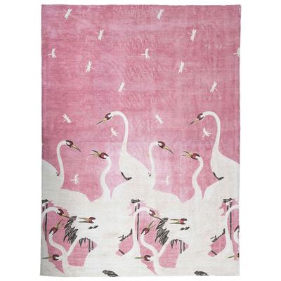 Rugs Tov Furniture Flamingo-Rug Cotton Viscose Pink White Decor TOV-R18498 793580625021 Rugs Pink Fuchsia blushWhite snow Cotton denim Area Rugs Area rug 