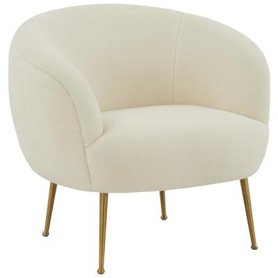 Chairs Tov Furniture Presley-Chair Faux Sheepskin Cream Living Room Furniture TOV-S44177 793611835689 Accent Chairs Cream beige ivory sand nude Accent Chairs Accent 