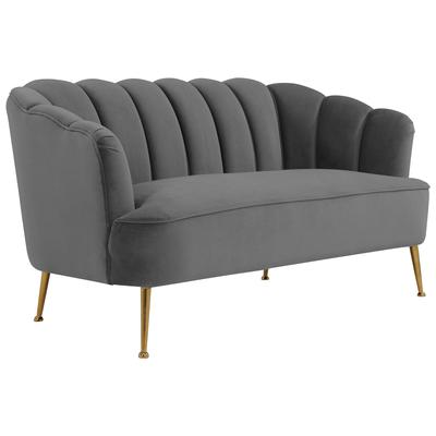 Sofas and Loveseat Tov Furniture Daisy-Settee Velvet Grey Living Room Furniture TOV-S4921 806810358986 Settees Loveseat Love seatSettee Sofa Velvet Contemporary Contemporary/Mode Tufted tufting 