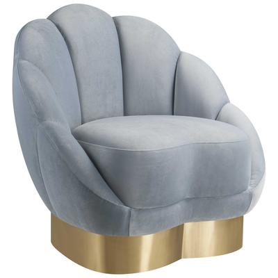 Chairs Tov Furniture Bloom-Chair Pine Stainless Steel Velvet Sea Blue Living Room Furniture TOV-S6183 806810358122 Accent Chairs Blue navy teal turquiose indig Accent Chairs Accent 