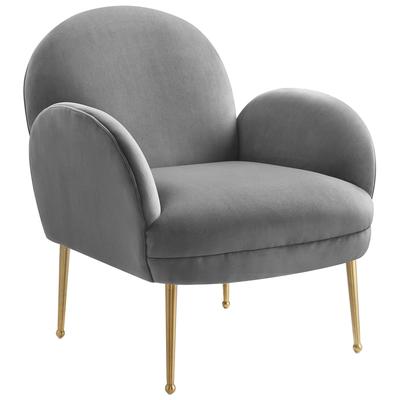 Chairs Tov Furniture Gwen- Chair Velvet Grey Living Room Furniture TOV-S6390 793611829916 Accent Chairs Gold Gray Grey Accent Chairs Accent 