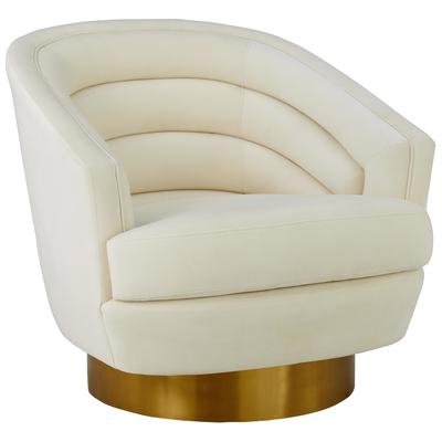 Chairs Tov Furniture Canyon-Chair Velvet Cream Living Room Furniture TOV-S6403 793611830141 Accent Chairs Cream beige ivory sand nudeGol Accent Chairs Accent 