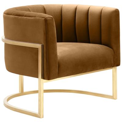 Chairs Tov Furniture Magnolia-Chair Velvet Cognac Living Room Furniture TOV-S68190 793611833340 Accent Chairs Gold Silver Accent Chairs Accent 