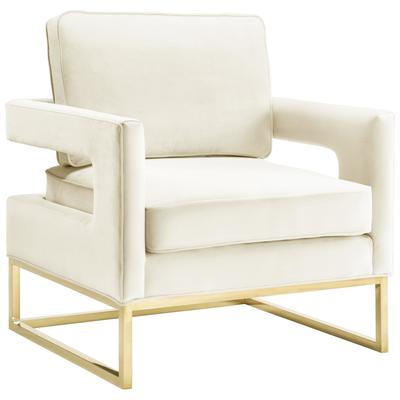 Chairs Tov Furniture Avery-Chair Pine Velvet Cream Living Room Furniture TOV-S68199 793611833654 Accent Chairs Cream beige ivory sand nudeGol Accent Chairs Accent 